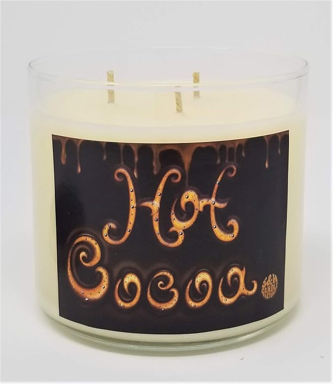 Hot Cocoa & Cream Candle ~3 Wick Scented Soy Wax 14.5oz Candle ~ 80 Hour Burn Time ~ Aromatherapy Soy Candles ~ Made in USA (14.5 oz, White)