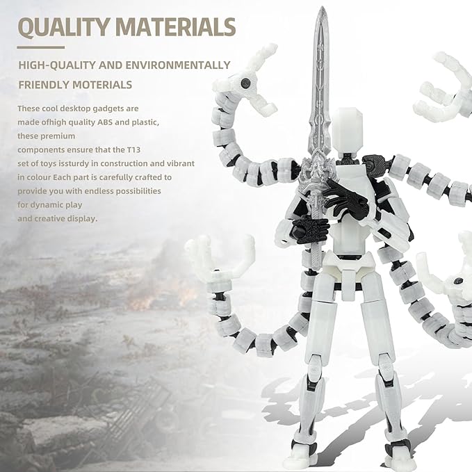 Already Assembled T13 Action Figure Accessories,T13 Multi-Jointed Movable,for Collectors Desktop Decorations t-13 Movability 3D Printed Toys (Luminous, 5.5inch)