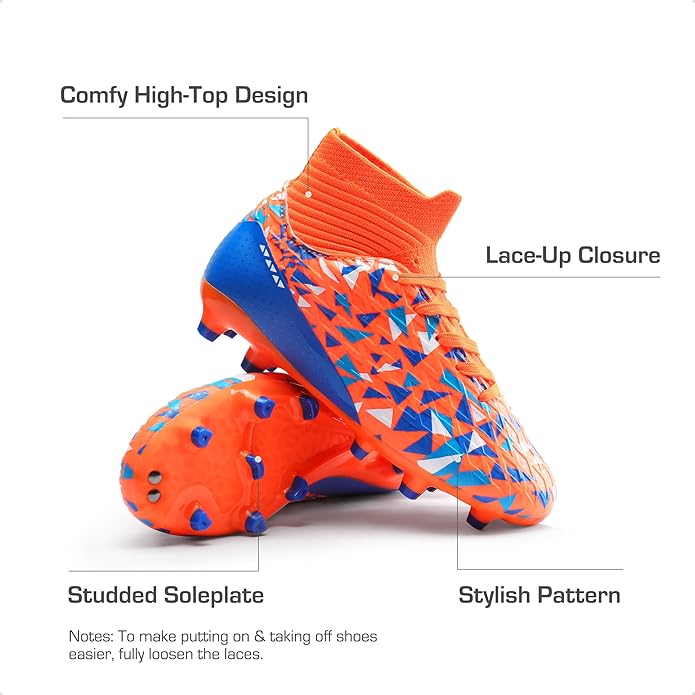 DREAM PAIRS Boys Football Cleats Youth High Top Firm Ground Soccer Shoes for Little/Big Kids