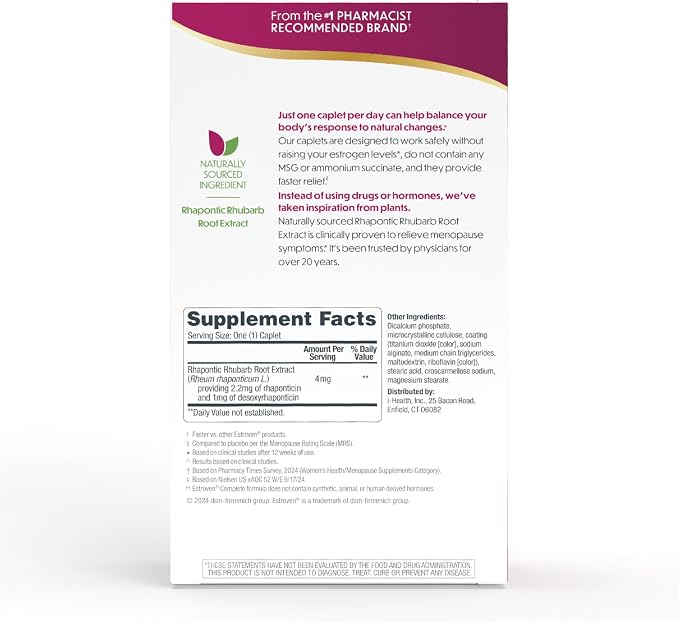 Estroven Complete Multi-Symptom Menopause Supplement for Women, 28 Ct., Clinically Proven Ingredient Provide Menopause Relief & Night Sweats & Hot Flash Relief* Drug-Free & Non-GMO