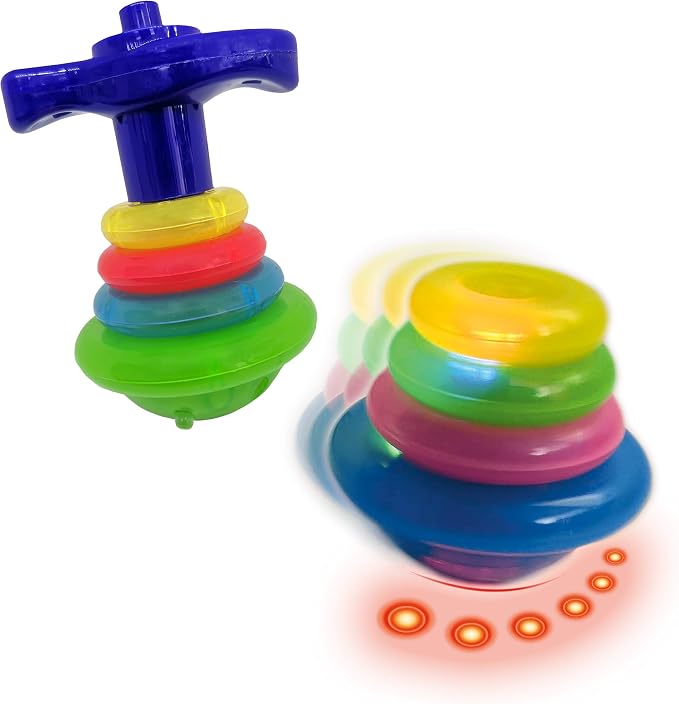 Geospace Super Sonic Wind-Up Spinning Tops with Light and Sound (2-Pack)