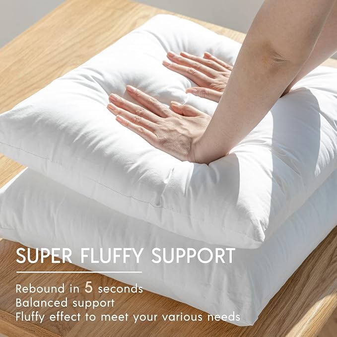 Phantoscope Throw Pillow Insert with 100% Cotton Cover, 18x18 Inch, 4 Pack | Soft Supportive Throw Pillows for Couch Bed, Hypoallergenic Breathable Pillows Inerts, Square Decorative Cushion Sham Stuffer