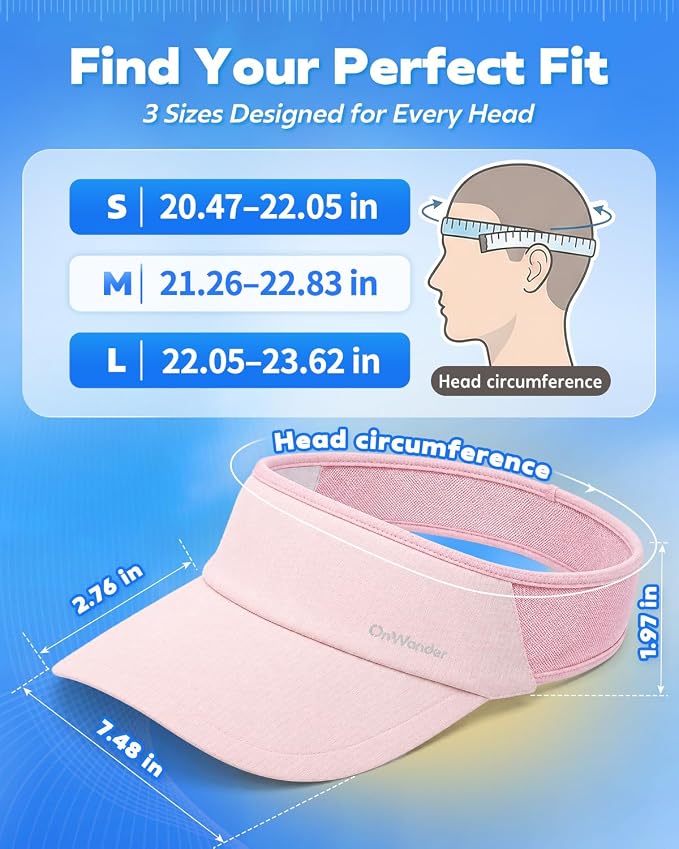 Sport Sun Visor Hat for Women Men - Lightweight Stretchy Polyester Spandex Quick Dry Sweatband Wrinkle Resistant