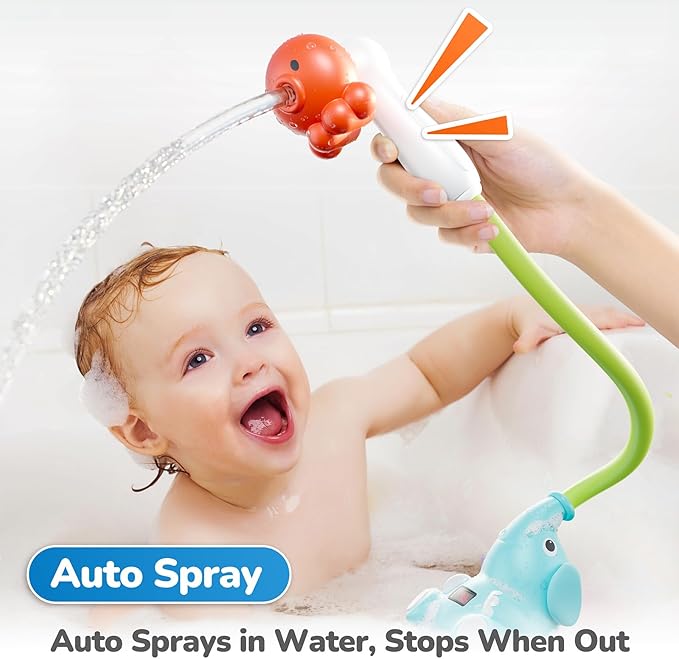 G-WACK Baby Bath Toys Shower Head Sprayer with Water Thermometer for New Borns, Toddlers and Kids | Baby Accessories, and Essentials in Bathtub or Sink | Shampoo Bath Rinser | USB Rechargeable Ⅵ