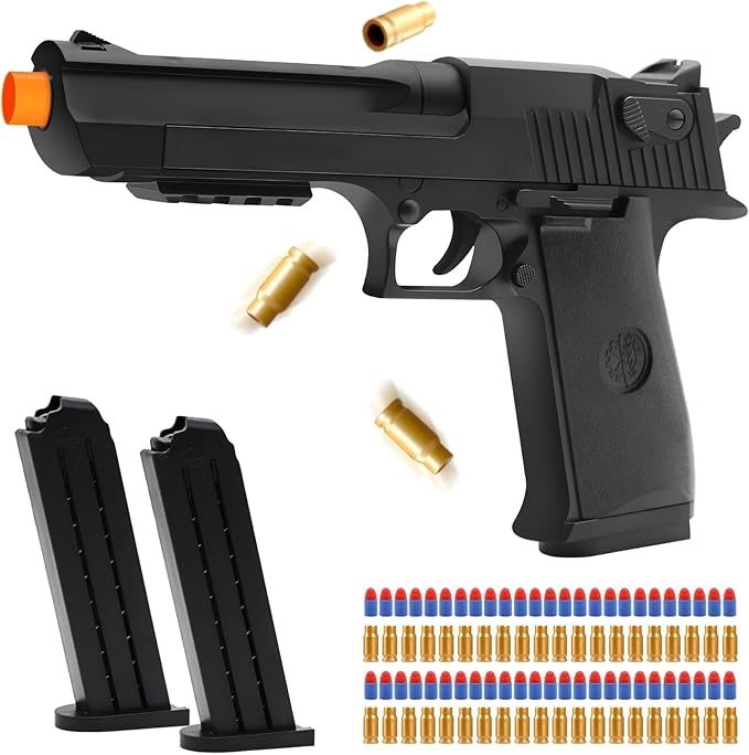 Black Toy Pistol Guns Toys for Ages 8-13 Boys, Soft Bullet Toy Gun Shell Ejecting for Kids Outdoor Shooting Games for 8 9 10 11 12 13+ Year Old Boy Birthday Gifts, Halloween Toys for 8-12+