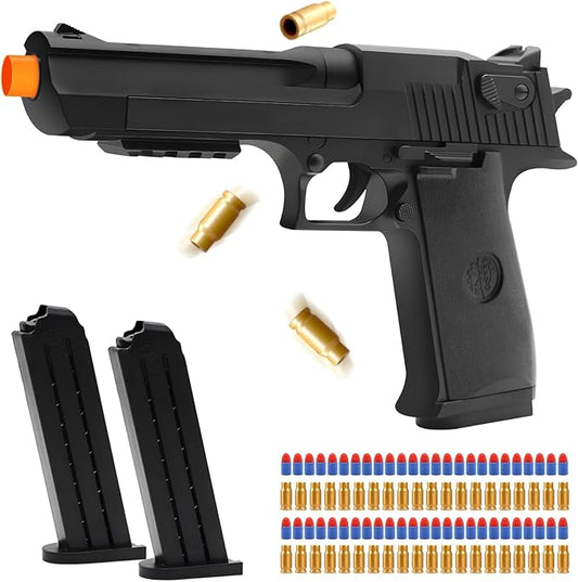 Black Toy Pistol Guns Toys for Ages 8-13 Boys, Soft Bullet Toy Gun Shell Ejecting for Kids Outdoor Shooting Games for 8 9 10 11 12 13+ Year Old Boy Birthday Gifts, Halloween Toys for 8-12+