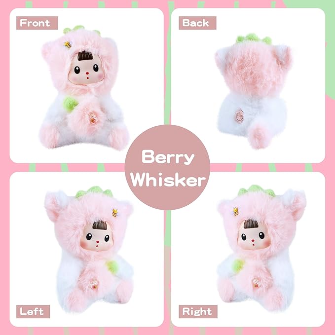 Kawaii Plush Doll, Stuffed Animals with Vinyl Face Pink Strawberry Cat Shaped for Girls Boys Kids Lovers, 7 inches Kawaii Vinyl Plush Pendant Cute Figurines Gifts for Collectibles Home Decor Birthday