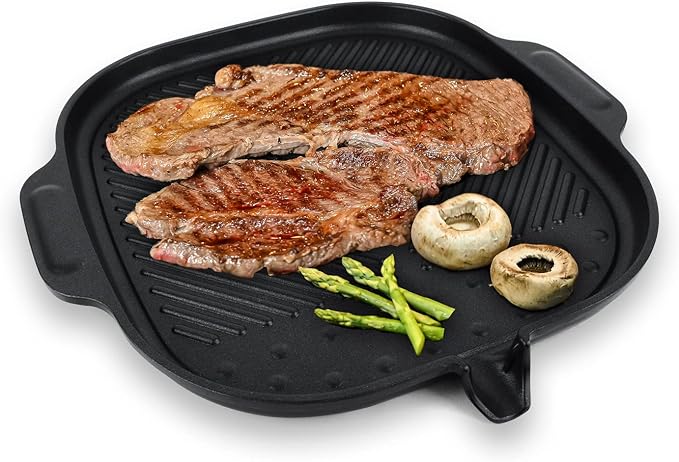 UPIT Wide Korean BBQ Grill Pan, Widen Nonstick Coating with Improved Grease Draining Spout