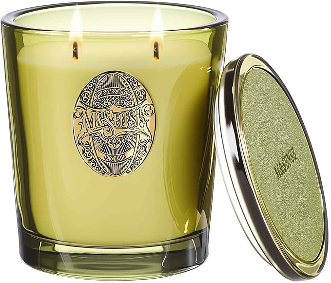 M&SENSE Large Two-Wick Strong Soy Candle | Sandalwood Jasmine & Green | 19.8 oz, 120H Burn Time | Luxury Candle for Relaxation, Gifting, Home Décor | Candles for Mothers Day Gifts