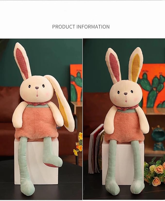 Plush Bunny -17'' Plush Stuffed Rabbit Pull-Out Ears and Legs, Cute Bunny Rabbit Soft Plushie Toy