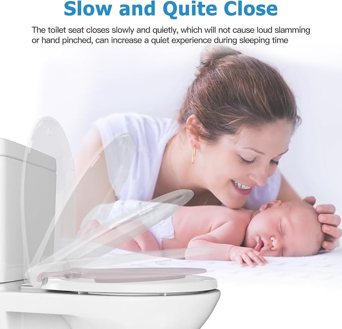 GAOMON Toilet Seat, Round Toilet Seat with Toddler Seat Built in, Potty Training Toilet Seat Round Fits Both Adult and Child, with Slow Close and Magnets- white and pink