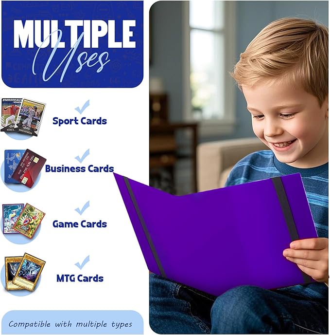 Card Binder 9-Pockets, Trading Card Binder, 20 Pages, 360 Card Capacity Collection Binder, Card Folder for MTG, TCG, Game Cards & Sports Cards（Purple）