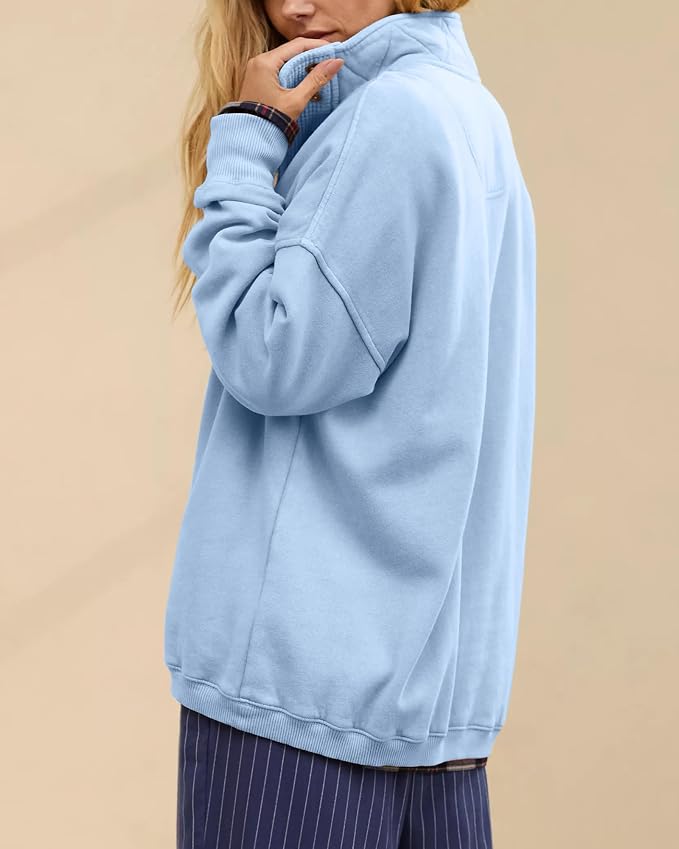 Gacaky Sweatshirt for Women Oversized Casual Long Sleeve Button Henley Neck Pullover Tops Fashion Outfits Clothes