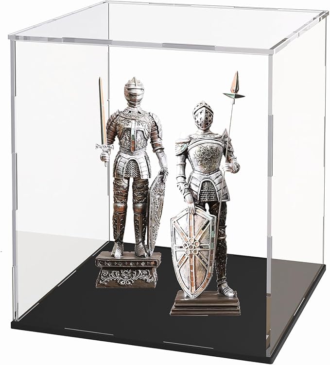 Acrylic Display Case for Collecibles, Clear Square Acrylic Box for Figures Statues Toys and Trophy, 9" L x 13" W x 13" H