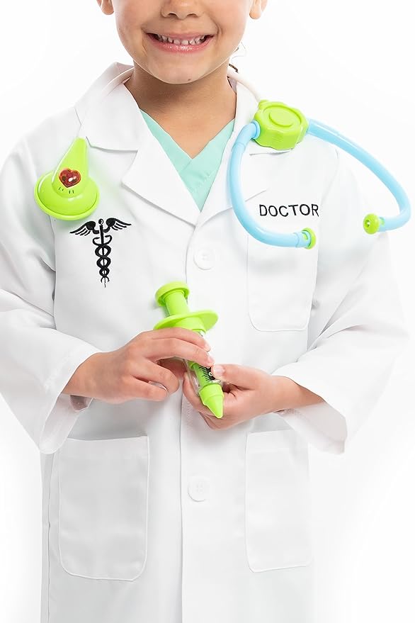 Little Adventures Doctor Dress Up Costume - Machine Washable Child Pretend Play and Party Outfit with No Glitter