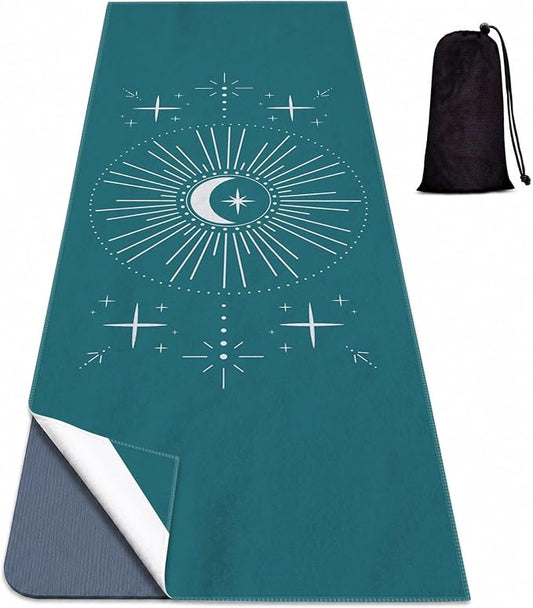 Yoga Mat Towel, Hot Yoga Non Slip with 4 Corner Pockets, 70 x 26 in | Soft Absorbent Microfiber With Four Corner Pockets, Fits Over Yoga Mats For Hot Yoga, Pilates, Gym, And Travel