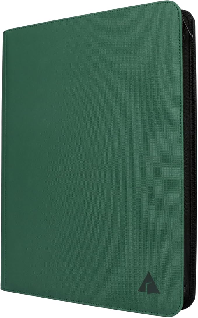 Premium 16-Pocket 1000 Card Binder, Ringless Trading Card Album Folder - Side Loading Black Page Pocket Binder for TCG -Forest Green