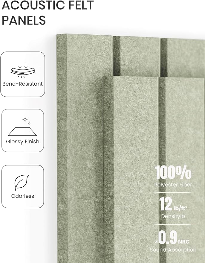 Fluxynara 48" x 36" Large Felt Bulletin Board, Sage | 12 Pack Cork Board Alternative with 60 Safe Adhesive Tabs, Pin Boards for Wall Decor, Home, Office, Classroom,Dorm