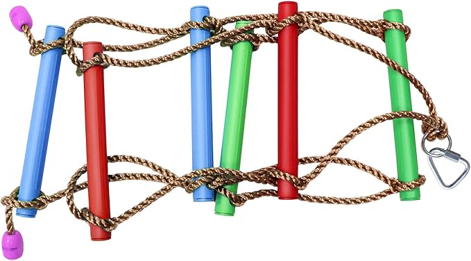 Rainbow Craft 6.6FT Climbing Rope Ninja Ladder for Kids - Kids Ninja Warrior Obstacle Course Accessories - Swing Rope Ladder