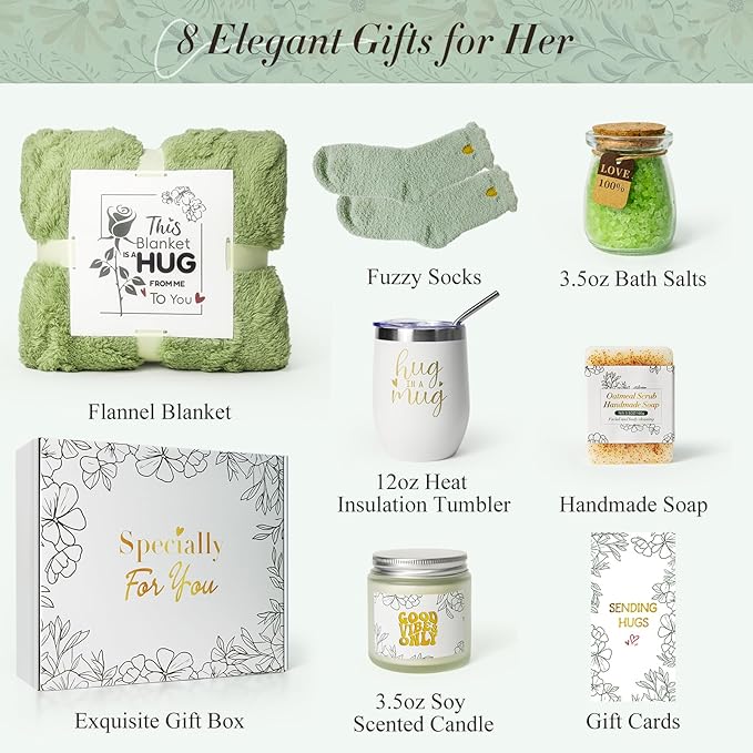 Get Well Soon Gift Baskets for Women After Surgery Recovery, Care Package for Women, Inspirational Thinking of You & Spa Self Care Gifts for Mom Wife Friend Grandma, Feel Better Hug in a Box
