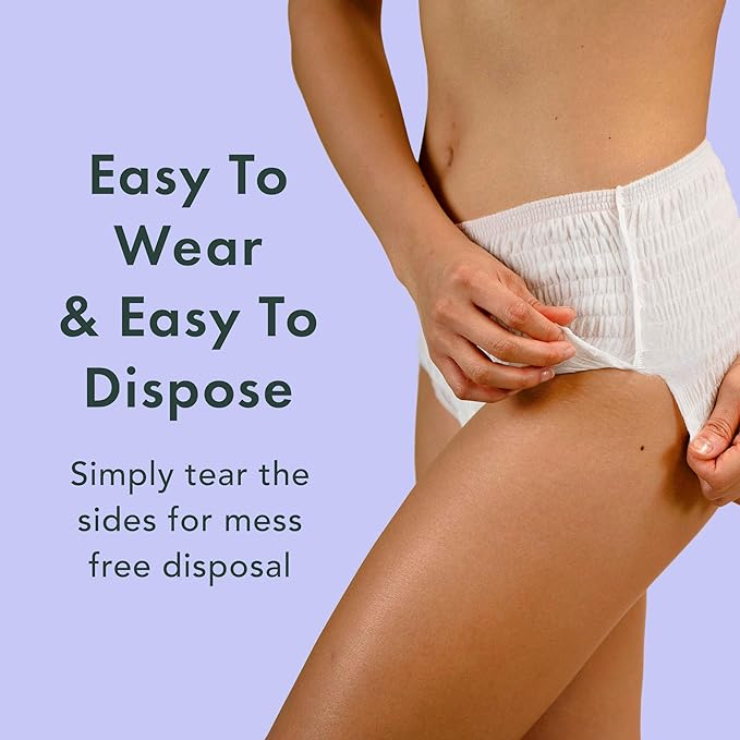 Rael Disposable Underwear for Women, Organic Cotton Cover - Postpartum Essentials, Leak Locker, Unscented, Maximum Coverage (Size L-XL, 20 Count)