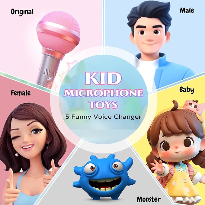 Mini Karaoke Machine with 2 Mics, Wireless Microphones for Kids Adults Toddler with LED Party Lights, Kids Microphone Christmas Birthday Gift for Girls Toys 4, 5, 6, 7, 8, 10 12+ Years Old 【Purple】