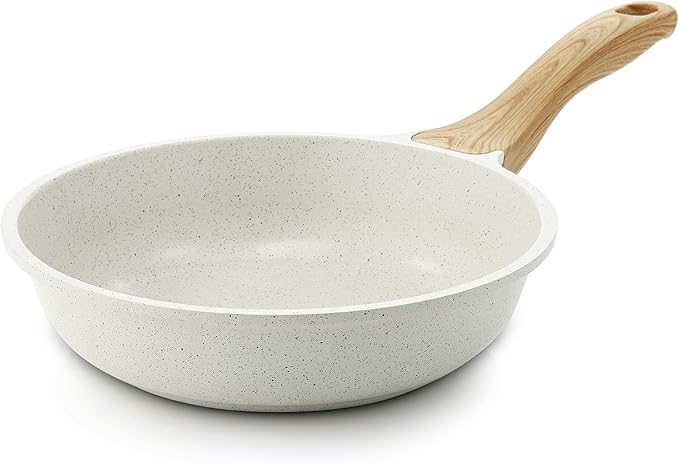 SENSARTE Nonstick Ceramic Frying Pan Skillet, 8 Inch Omelet Pan, Healthy Non Toxic Chef Pan, Induction Compatible Egg Pan with Heat Resistant Handle, PFAS-Free, White