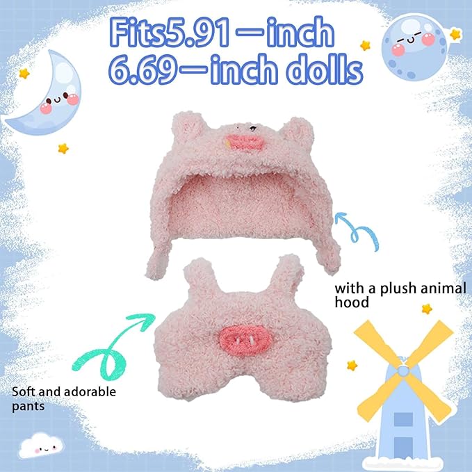 Doll Clothes(NO Doll), 17cm Cute Dolls Outfit with Accessories for Boys and Girls Stylish Adorable Dolls Clothes Accessories - Pink