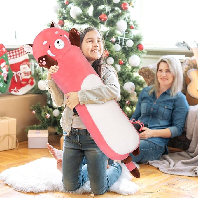 Cute Long Raccoon Plush Toy, Soft Hugging Plush Pillow, Kids Raccoon Plush for Girlfriend (Pink, 90cm/35.4inch)