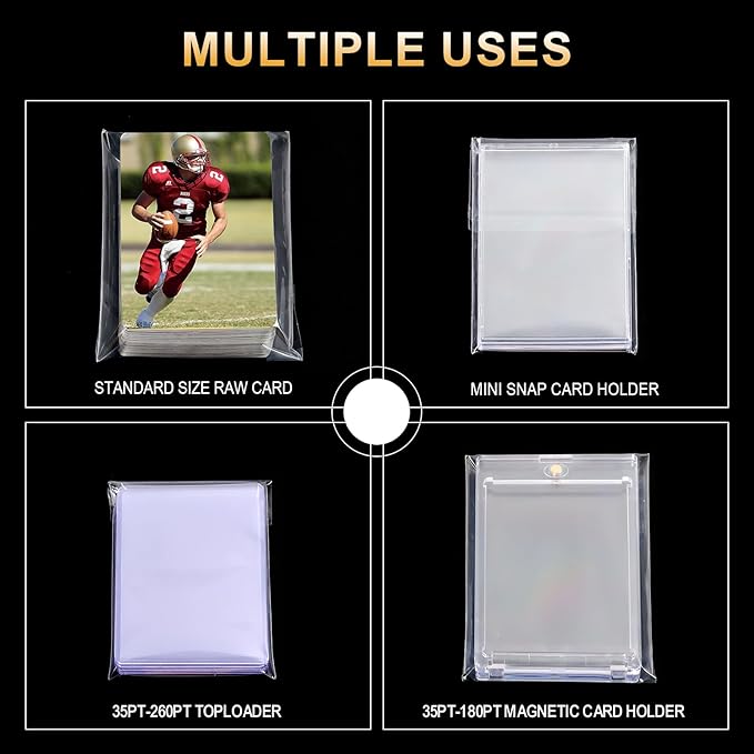 500ct Resealable Team Bags - Secure Storage Sleeves for Standard Trading Cards, Standard Toploaders, Magnetic Card Holder (35pt-130pt) Organize, Protect & Transport Card Collections