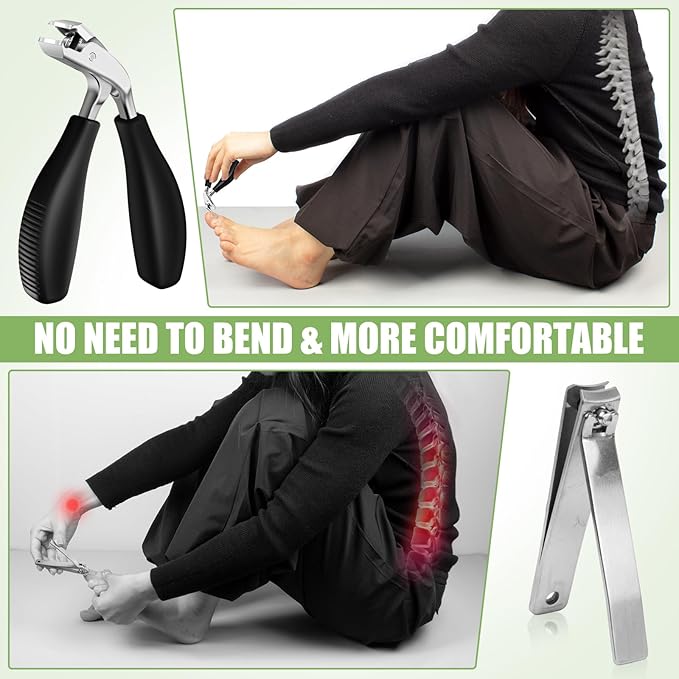 Toenail Clippers for Seniors Thick Toenails, 2026 Upgrade Straight Angled Head Large Toe Nail Clippers for Men, Sharp Heavy Duty Nail Cutter with Catcher ABS Long Handle