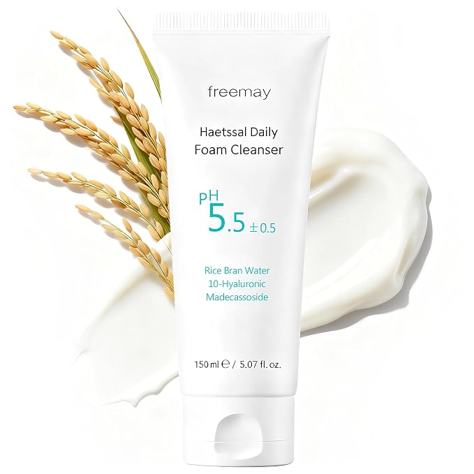 freemay Rice Water Foaming Cleanser – Hydrating Daily Face Wash, 5.07 fl oz | pH-Balanced, Non-Stripping, Korean Skincare, Hyaluronic Acid & Cica