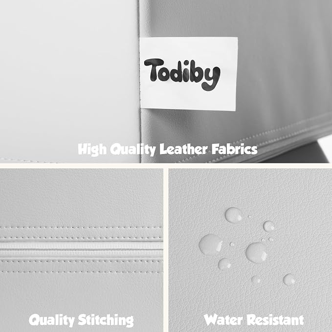 TODIBY 4-Piece Soft PU Leather Toddlers Climbing Toys, Baby Foam Climbing Blocks for Toddlers 3, Indoor Climb and Crawl Activity Play Set, Foam Play Gym Climbing Structures (Black and White)