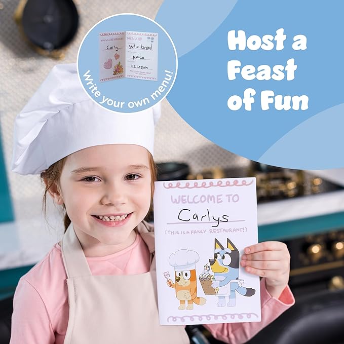 Bluey - Dine in with Bluey Set, 32-Piece Wooden Toy Set with Magic Asparagus, Plates, Utensils & More, Perfect for Role-Play & Imaginative Fun, FSC-Certified, Suitable for 3 Years & Up