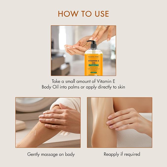 Majestic Pure Oil - 100% Pure and Natural- Cold Pressed & Hexane Free Natural Hair Growth Oil for Eyelashes, Eyebrows, Skin, Body, Face, Nails & Scalp - Vitamin E Oil with Argan Oil 8 Fl Oz