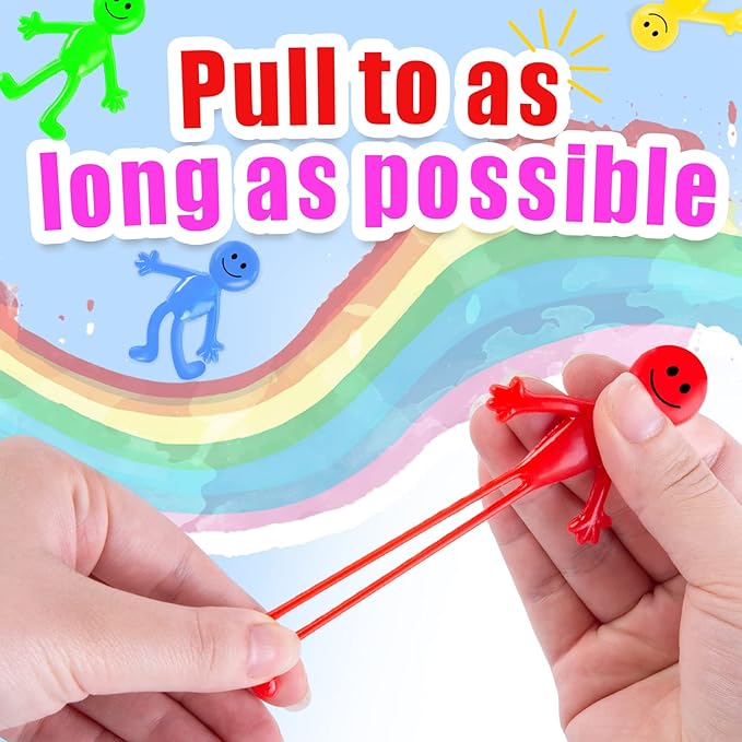 POPLAY 60PCS Smile Face Bendable Man, Stretchy Figures Party Favors Gooey Bendy Fidget Toys for Stress Relief, Classroom Exchange Prizes, Birthday Goodie Bag Stuffers