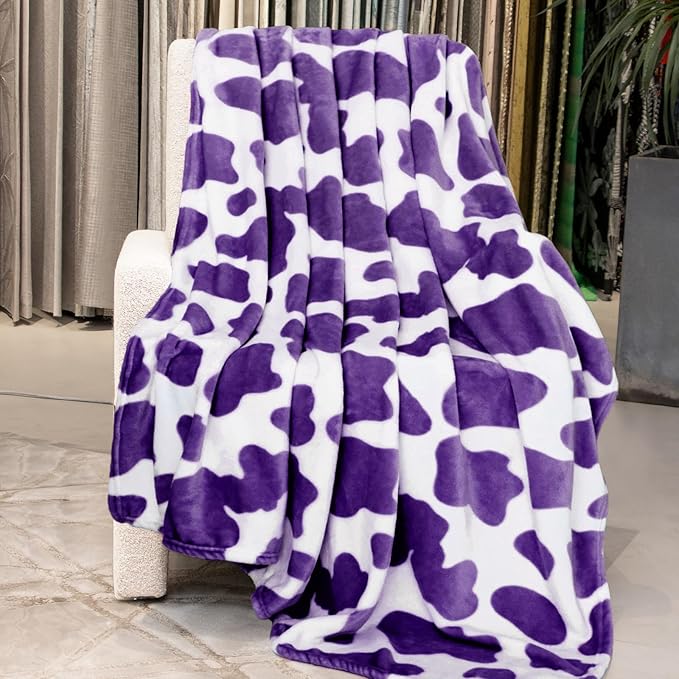 Fleece Blanket Twin Size Purple 60x80 Inches, Ultra Soft Warm Cozy Winter Bed Blanket, All-Season Lavender Home Room Decor, Birthday Gifts, 60"x80"