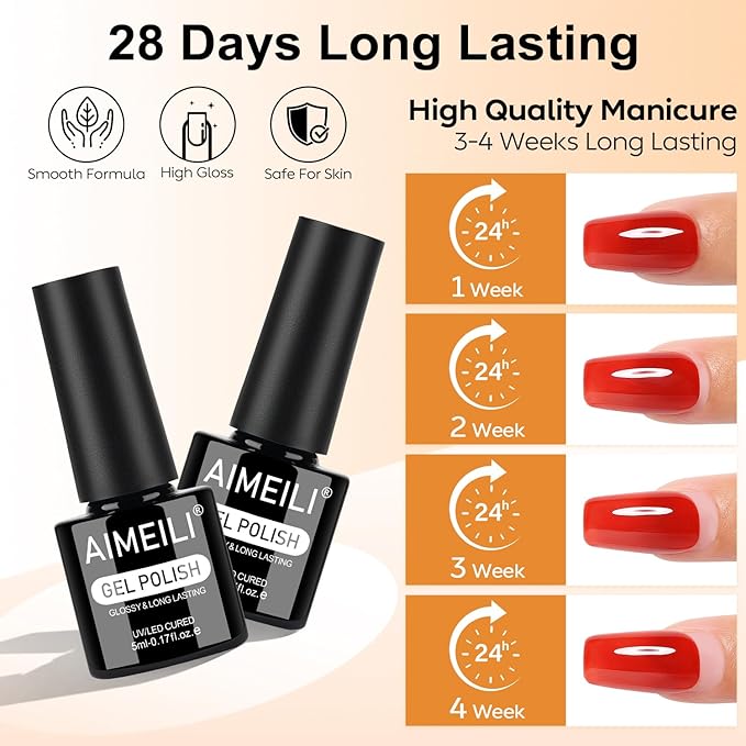 AIMEILI Gel Nail Polish Set 12 Colors Hema Free Classics White Nude Brown Polish Kit Soak off U V Led Nail Art Manicure Fall Winter - Kit 41