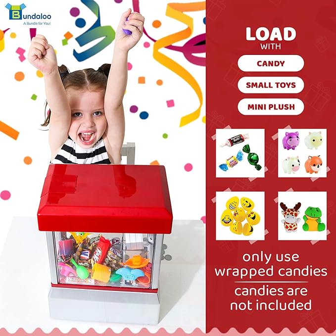 Claw Machine Arcade Game with Sound, Cool Fun Mini Candy Grabber Prize Dispenser Vending Toy for Kids, Boys & Girls (W/Flashing Lights)