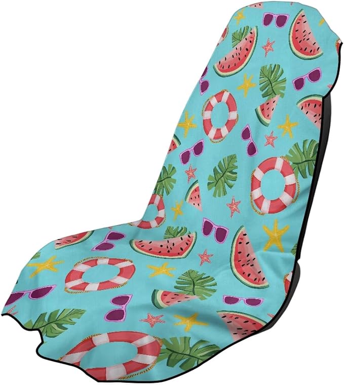 INSTANTARTS Summer Pool Watermelon Car Seat Cover Protector Sweat Towel Multi-Functional Car