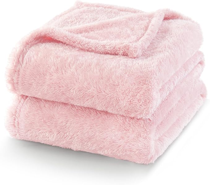 Exclusivo Mezcla Fuzzy Plush Fleece Bed Blanket Twin XL Size, Light Pink | 90x66 Inches, Super Soft and Cozy Bed Blanket, Fluffy Blanket for Bed, College Dorm Room Essentials, All Season