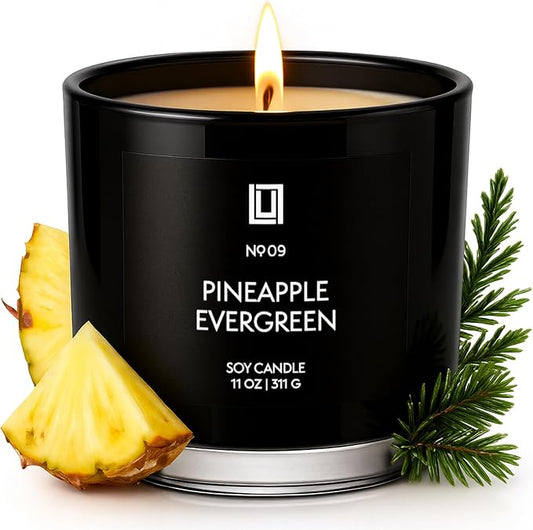 Lulu Candles | Pineapple Evergreen | Luxury Scented Soy Jar Candle | Hand Poured in The USA | Highly Scented & Long Lasting (11 Oz.)
