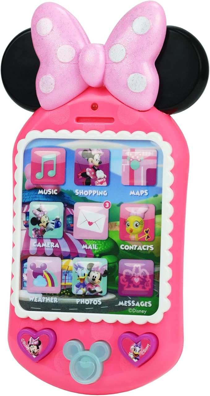Disney Junior Minnie Bow-Tique Why Hello Pretend Play Cell Phone, Lights and Sounds, Batteries Included, Kids Toys for Ages 3 Up by Just Play