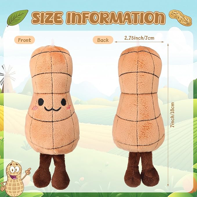 12 Pcs Peanut Plush Stuffed Toy 7 inch Soft Stuffed Toy Doll Cute Peanut Plush Smile Face Groundnut Plushes for Kids Gift