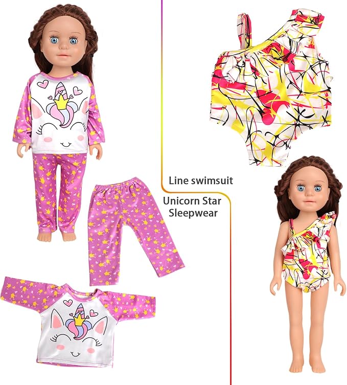 12 Pcs 18 Inch Doll Accessories,5 Sets of Clothes and 2 Pairs of Dolls Shoes (Send by Random) for 18 Inch American Doll, Best Birthday Festivals for Kid, Gril -1