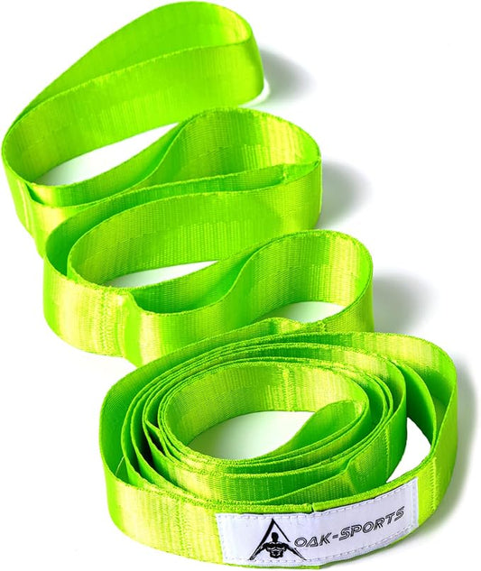 Oak-Sports Stretching Strap Yoga Strap for Physical Therapy with 10 Loops, Yoga Straps for Stretching, Upgraded Non-Elastic Stretch Band for Pilates, Dance and Gymnastics with Workout Guide