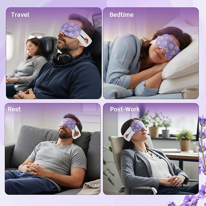 50 Pcs Steam Eye Masks for Dry Eyes Lavender Self Heated Steam Warm Eye Mask Heated Disposable Eyes Masks for Dark Circles, Puffy, Relief Stress, Fatigue Relaxation Gifts