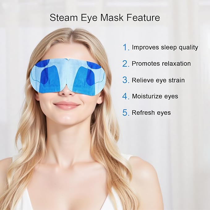 5 Packs Steam Eye Masks For Dry Eyes, Eye Heating Pad Warm Compress For Eyes Stress Relief, Disposable Heated Eye Mask Travel Essentials, Spa Relaxing Self Care Gifts For Women (Large, Unscented)