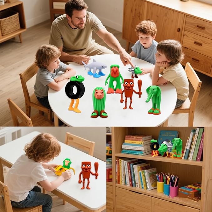 8PCS Italian Brainrot Toy Figures Animals Tralalero Tralala Figure Tung Tung Tung Sahur Figurine Bombardiro Crocodilo Animals Figurine Doll Gifts for Fans