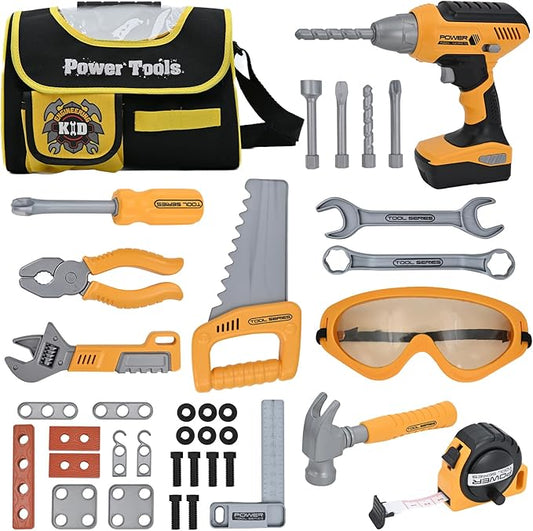 Kids Tools Set for Boys,Toddler Tool Set with Tool Bag & Electronic Drill,Construction Pretend Play Tools for Kids ,Toys for 3 4 5 Year Old Boys